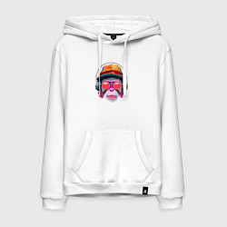 Толстовка-худи хлопковая мужская Музыкальная мартышка, цвет: белый