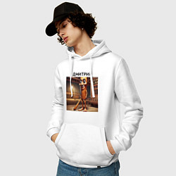 Толстовка-худи хлопковая мужская Бревно - Дмитрий - brainrot memes, цвет: белый — фото 2