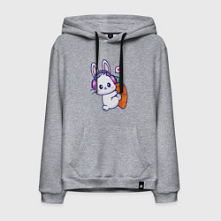 Толстовка-худи хлопковая мужская Музыкальный зайка с морковкой, цвет: меланж