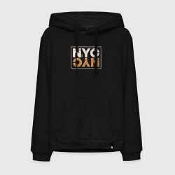 Толстовка-худи хлопковая мужская NYC original, цвет: черный