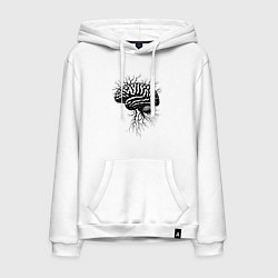 Толстовка-худи хлопковая мужская Мозг-дерево, цвет: белый