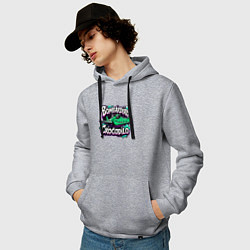 Толстовка-худи хлопковая мужская Бомбардиро крокодило в стиле граффити, цвет: меланж — фото 2