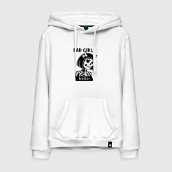 Толстовка-худи хлопковая мужская Девочка скелет, цвет: белый