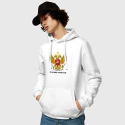 Толстовка-худи хлопковая мужская Мы в бой пойдём с крестами на груди цветной герб, цвет: белый — фото 2