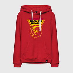 Толстовка-худи хлопковая мужская Чужой на борту - предупреждающий знак, цвет: красный