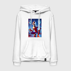 Толстовка-худи хлопковая мужская Бендер-паук мем коллаба, цвет: белый