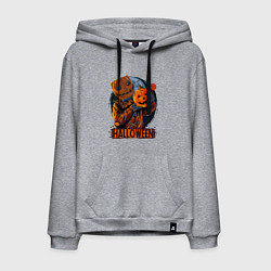 Толстовка-худи хлопковая мужская Хэллоуин пугало, цвет: меланж