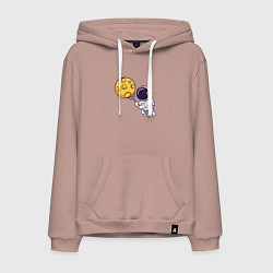 Толстовка-худи хлопковая мужская Поймать луну, цвет: пыльно-розовый