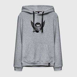 Толстовка-худи хлопковая мужская Портрет Арнольд Шварценеггер с крыльями, цвет: меланж