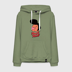 Толстовка-худи хлопковая мужская Логотип rock n roll мем, цвет: авокадо