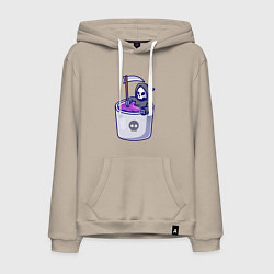 Толстовка-худи хлопковая мужская Ванна смерти, цвет: миндальный