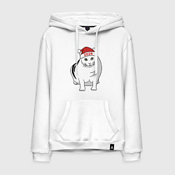 Толстовка-худи хлопковая мужская Мемный кот Бендер - 2026, цвет: белый