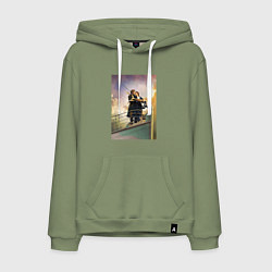 Толстовка-худи хлопковая мужская Влюблённые на Титанике, цвет: авокадо