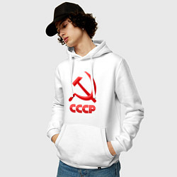 Толстовка-худи хлопковая мужская СССР Логотип, цвет: белый — фото 2