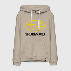 Толстовка-худи хлопковая мужская Subaru Logo, цвет: миндальный