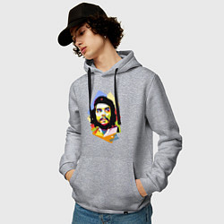 Толстовка-худи хлопковая мужская Che Guevara Art цвета меланж — фото 2