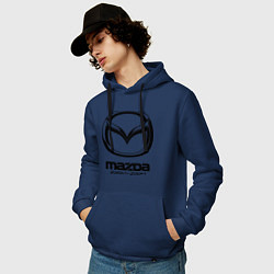 Толстовка-худи хлопковая мужская Mazda Zoom-Zoom, цвет: тёмно-синий — фото 2