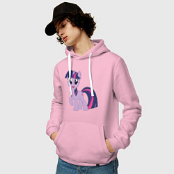 Толстовка-худи хлопковая мужская Пони Сумеречная Искорка, цвет: светло-розовый — фото 2