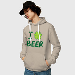Толстовка-худи хлопковая мужская Love beer, цвет: миндальный — фото 2