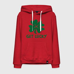 Толстовка-худи хлопковая мужская Get lucky, цвет: красный