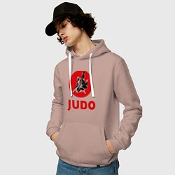 Толстовка-худи хлопковая мужская Judo, цвет: пыльно-розовый — фото 2