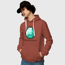 Толстовка-худи хлопковая мужская Minecraft Diamond, цвет: кирпичный — фото 2