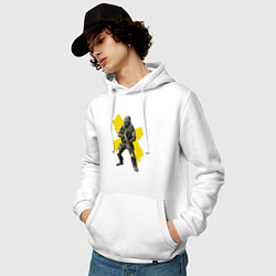 Толстовка-худи хлопковая мужская STALKER: Yellow Cross, цвет: белый — фото 2