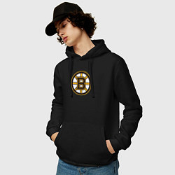 Толстовка-худи хлопковая мужская Boston Bruins, цвет: черный — фото 2