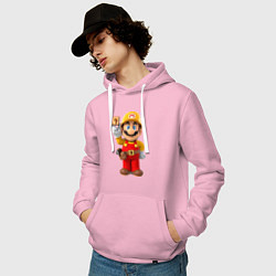 Толстовка-худи хлопковая мужская Super Mario, цвет: светло-розовый — фото 2