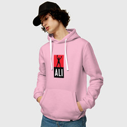 Толстовка-худи хлопковая мужская Ali by boxcluber, цвет: светло-розовый — фото 2