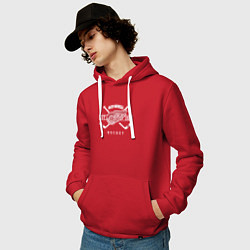 Толстовка-худи хлопковая мужская Detroit Red Wings: Est.1926, цвет: красный — фото 2