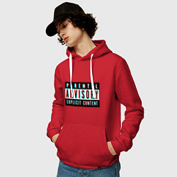 Толстовка-худи хлопковая мужская Parental advisory, цвет: красный — фото 2