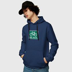 Толстовка-худи хлопковая мужская Дорога для велосипедистов, цвет: тёмно-синий — фото 2