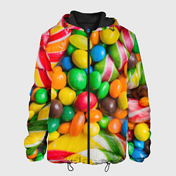 Куртка с капюшоном мужская Сладкие конфетки, цвет: 3D-черный