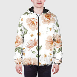 Куртка с капюшоном мужская Красивые цветы, цвет: 3D-черный — фото 2