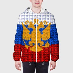 Куртка с капюшоном мужская Россия: полигоны, цвет: 3D-белый — фото 2