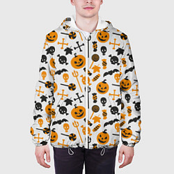 Куртка с капюшоном мужская Узор Halloween, цвет: 3D-белый — фото 2