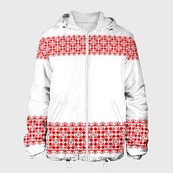 Куртка с капюшоном мужская Славянский орнамент (на белом), цвет: 3D-белый