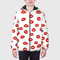 Куртка с капюшоном мужская Поцелуйчики, цвет: 3D-черный — фото 2