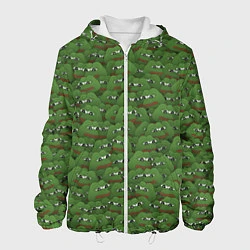 Куртка с капюшоном мужская Грустные лягушки, цвет: 3D-белый