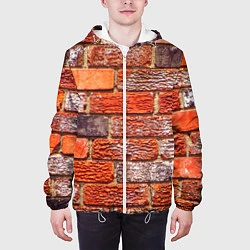 Куртка с капюшоном мужская Кирпичи, цвет: 3D-белый — фото 2