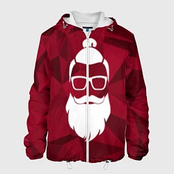 Куртка с капюшоном мужская Санта хипстер, цвет: 3D-белый