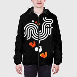Куртка с капюшоном мужская Петух: символ 2017, цвет: 3D-черный — фото 2