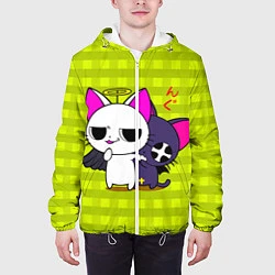 Куртка с капюшоном мужская Аниме котики, цвет: 3D-белый — фото 2