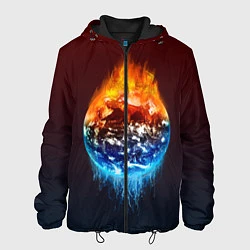 Куртка с капюшоном мужская Огонь против воды, цвет: 3D-черный