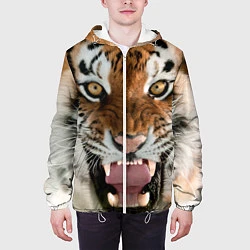 Куртка с капюшоном мужская Свирепый тигр, цвет: 3D-белый — фото 2