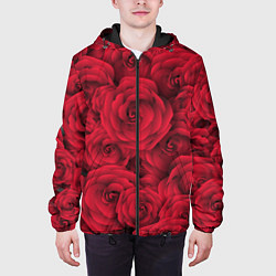 Куртка с капюшоном мужская Красные розы, цвет: 3D-черный — фото 2