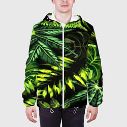 Куртка с капюшоном мужская Листья, цвет: 3D-белый — фото 2
