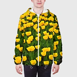 Куртка с капюшоном мужская Жёлтые тюльпаны, цвет: 3D-белый — фото 2