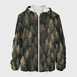 Куртка с капюшоном мужская Лесной камуфляж, цвет: 3D-белый